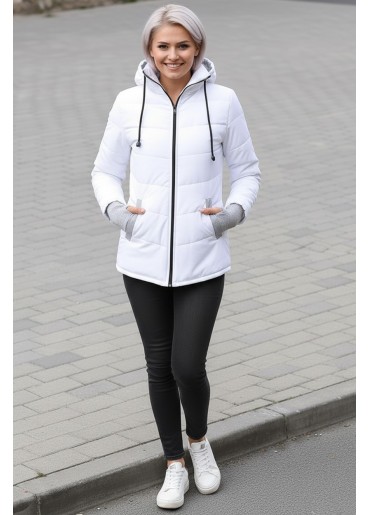 Günlük Su Geçirmez Kışlık Şişme Kadın Eldivenli Beyaz Mont 