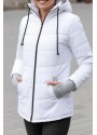 Günlük Su Geçirmez Kışlık Şişme Kadın Eldivenli Beyaz Mont 