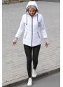 Günlük Su Geçirmez Kışlık Şişme Kadın Eldivenli Beyaz Mont 