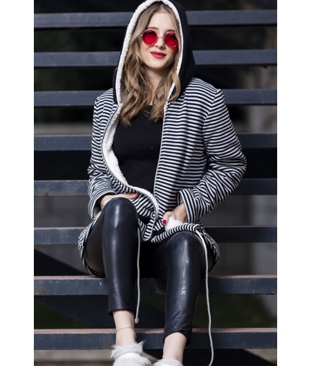 Günlük Kapüşonlu İçi Peluşlu Uzun Kadın Ceket Günlük Kapüşonlu İçi Peluşlu Uzun Kadın Ceket