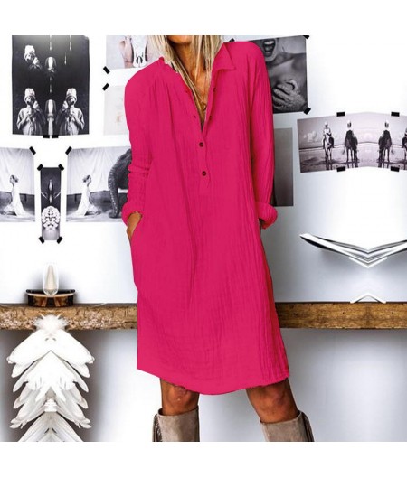 Günlük Rahat Baharlık Salaş Gömlek Yaka Elbise Günlük Rahat Baharlık Salaş Gömlek Yaka Elbise